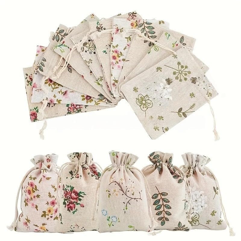 HASTHIP® 30PCS Floral Burlap Drawstring Bags Packing Storage Linen Jewelry Pouches Sacks for Christmas Party Shower Birthday HASTHIP® 30PCS Floral Burlap Drawstring Bags Packing Storage Linen Jewelry Pouches Sacks for Christmas Party Shower Birthday